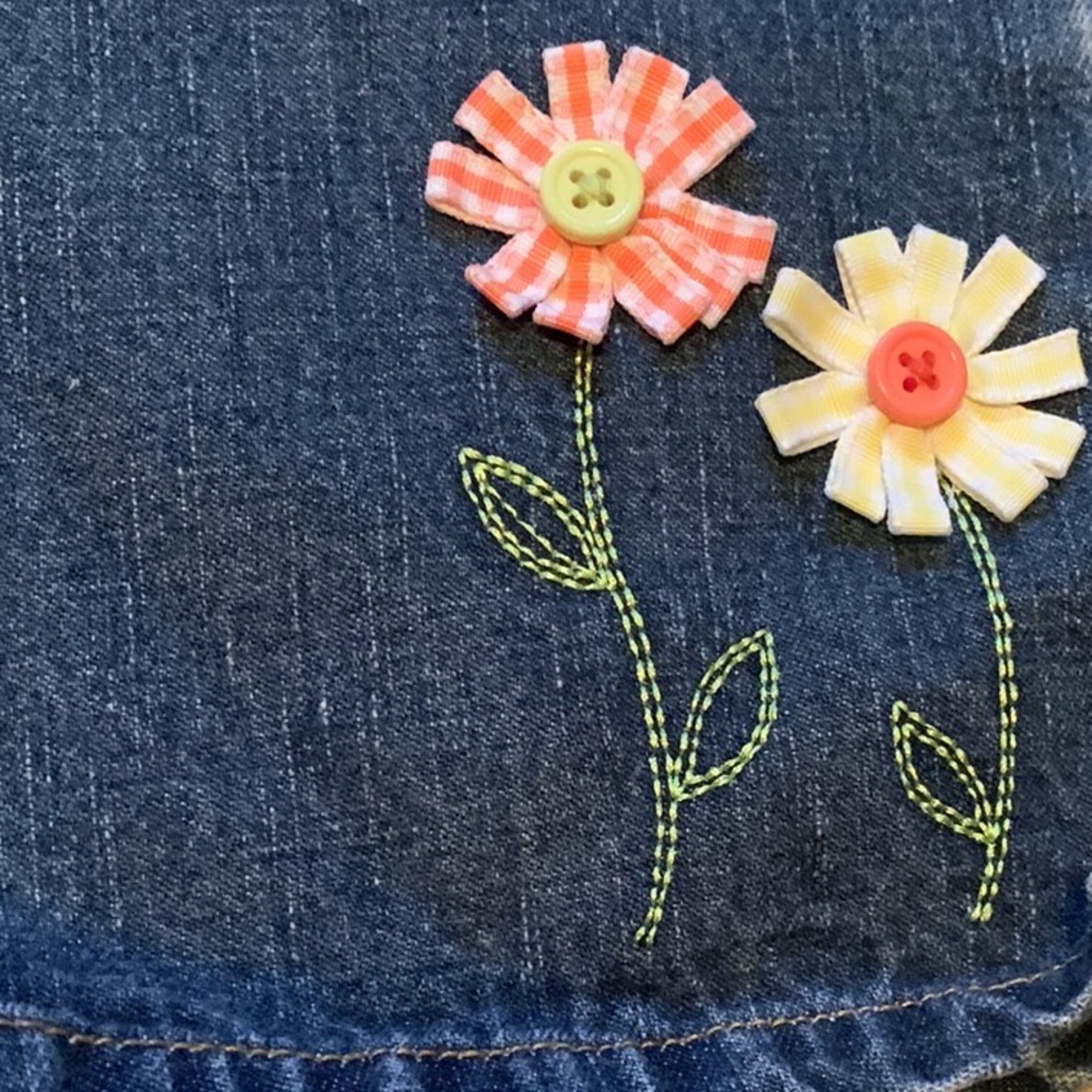 Vintage Gymboree Freshly Picked Gingham Floral Lace Top Jeans Lot 2T Adjustable - Picture 10 of 13